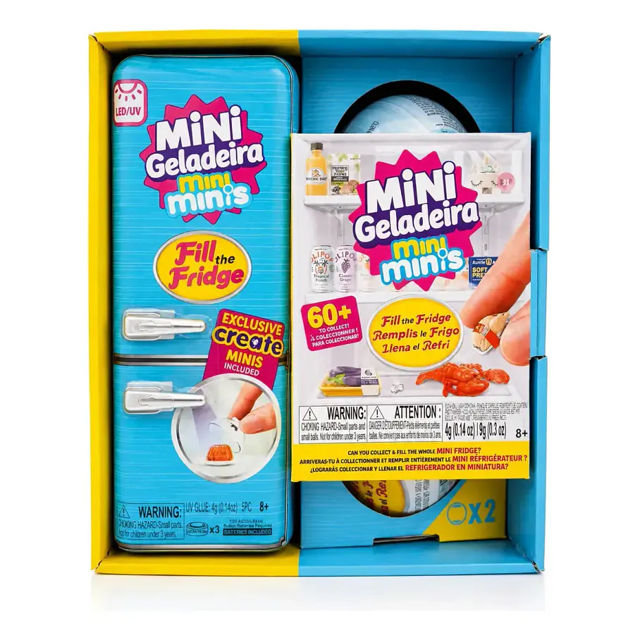 Mini Refrigerador Mini Geladeira Mini Minis + 2 Capsulas Sorpresas Mini Alimentos Juguete Realista Heladera Nevera Cooler 60 Piezas Coleccionables. 2