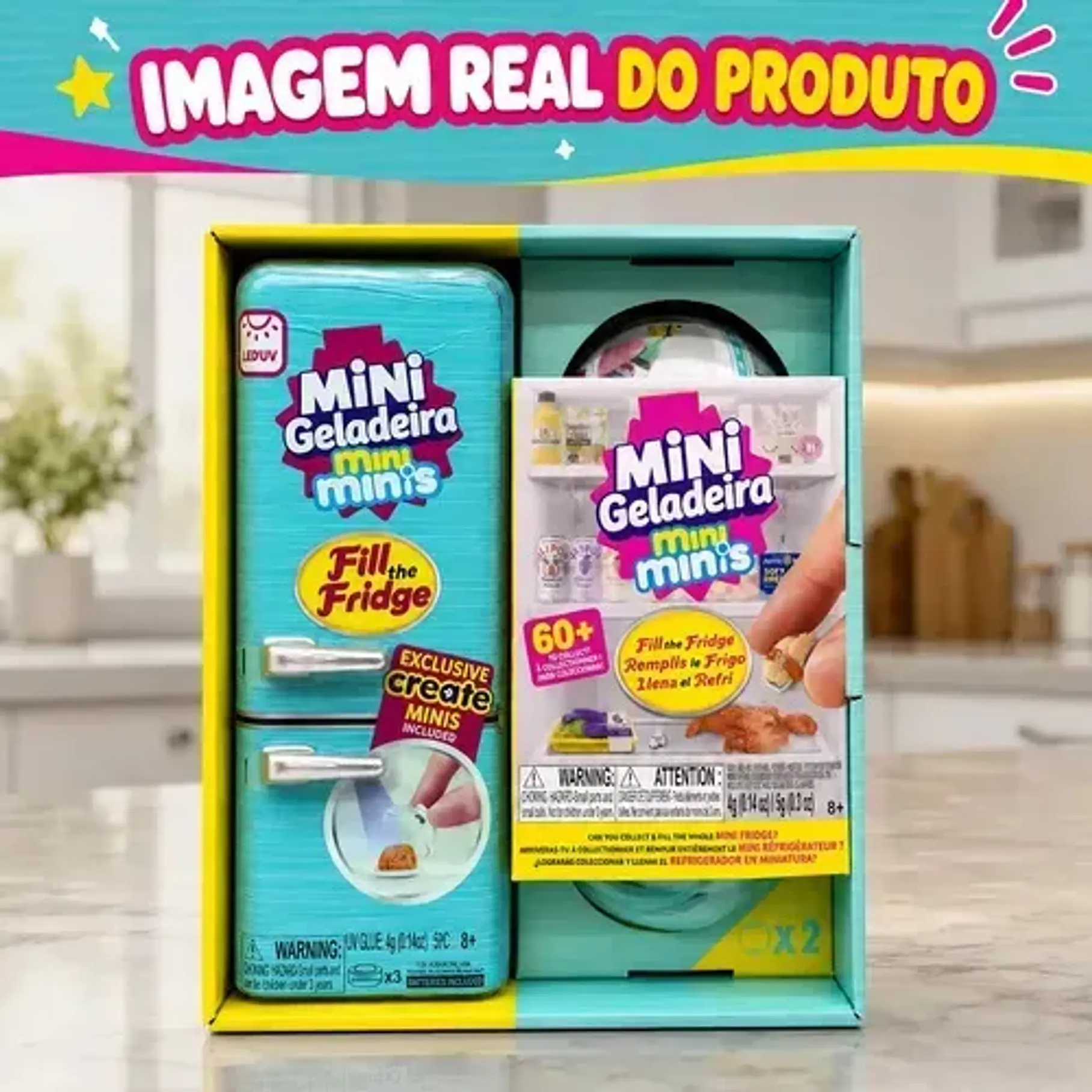 Mini Refrigerador Mini Geladeira Mini Minis + 2 Capsulas Sorpresas Mini Alimentos Juguete Realista Heladera Nevera Cooler 60 Piezas Coleccionables. 5