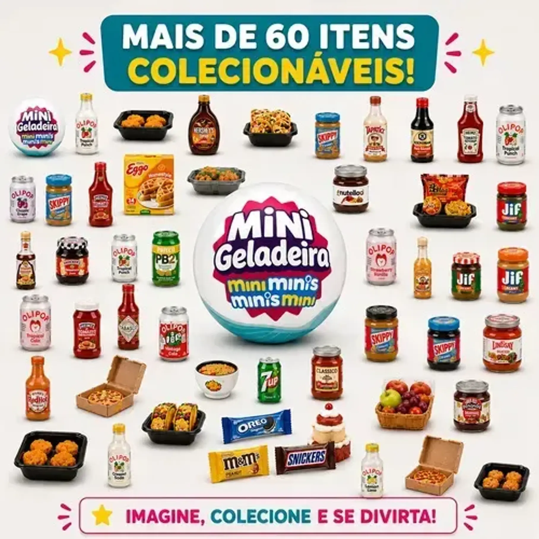 Mini Refrigerador Mini Geladeira Mini Minis + 2 Capsulas Sorpresas Mini Alimentos Juguete Realista Heladera Nevera Cooler 60 Piezas Coleccionables. 6