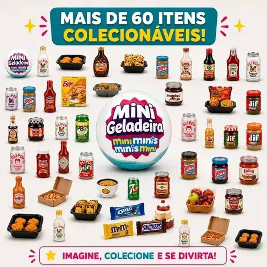 Mini Refrigerador Mini Geladeira Mini Minis + 2 Capsulas Sorpresas Mini Alimentos Juguete Realista Heladera Nevera Cooler 60 Piezas Coleccionables. 6