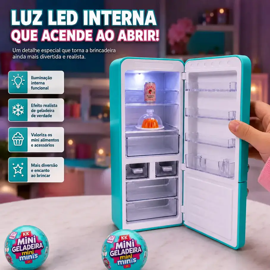Mini Refrigerador Mini Geladeira Mini Minis + 2 Capsulas Sorpresas Mini Alimentos Juguete Realista Heladera Nevera Cooler 60 Piezas Coleccionables. 8