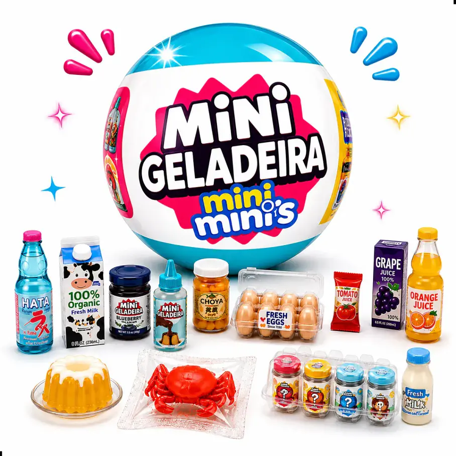 Alimentos Esfera Bola Sorpresa Mini Geladeira Minis Minis Mini Refrigerador Capsulas Sorpresas Mini Geladeira 6 Sorpresas Capsula  1