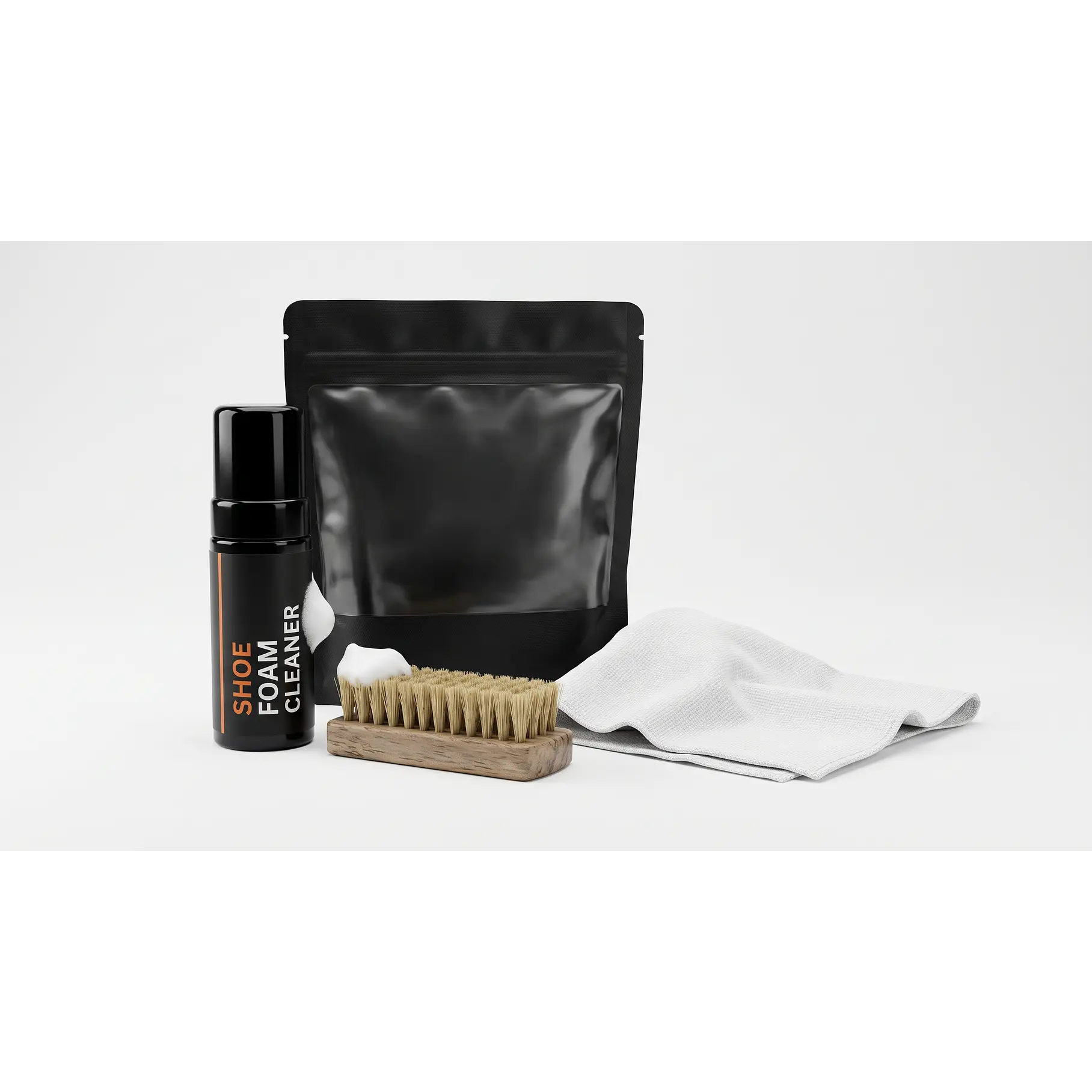 Kit De Limpieza Zapatillas En Bolsa Espuma Limpiadora Blanqueador Negro Zapatillas Limpiador De Zapatos Limpieza Spray Kit De Cepillos Y Manta. 2
