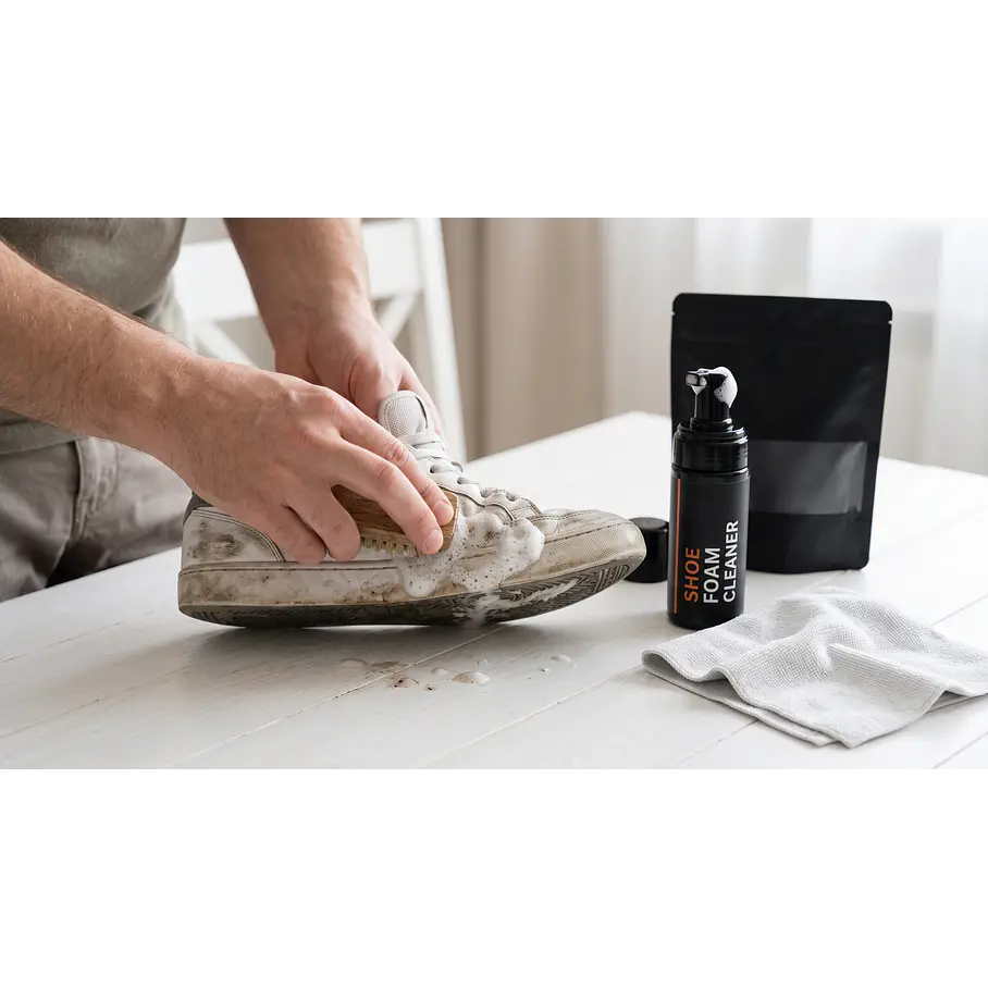 Kit De Limpieza Zapatillas En Bolsa Espuma Limpiadora Blanqueador Negro Zapatillas Limpiador De Zapatos Limpieza Spray Kit De Cepillos Y Manta. 3