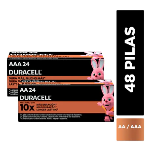 Pack Cajas 48 Pilas Alcalinas Duracell 24 Aa + 24 Aaa.