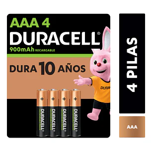 Pack X4 Pilas Aaa Recargables De 900 Mah Duracell.