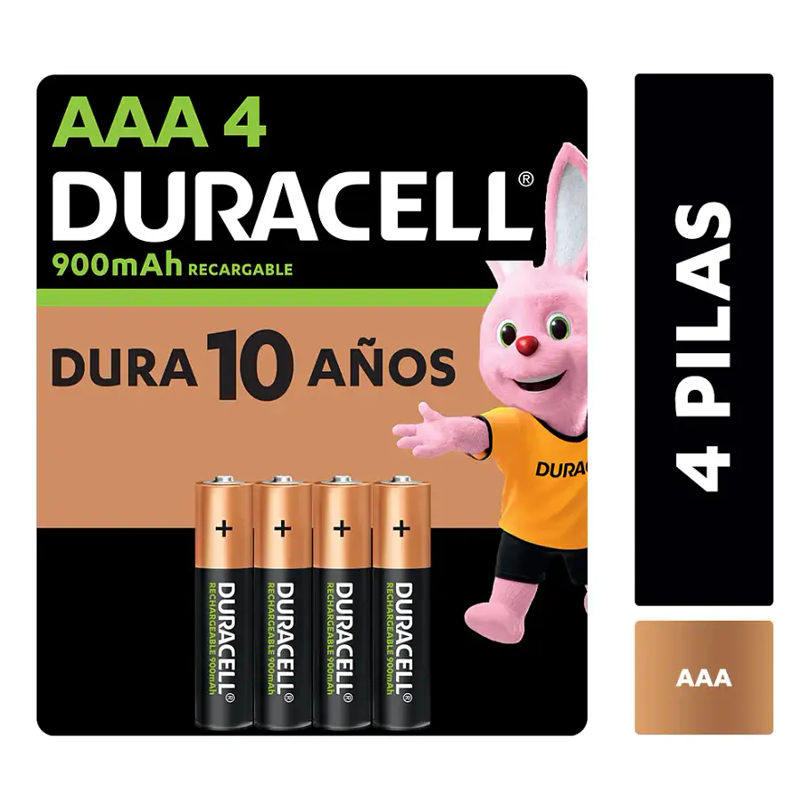 Pack X4 Pilas Aaa Recargables De 900 Mah Duracell. 1