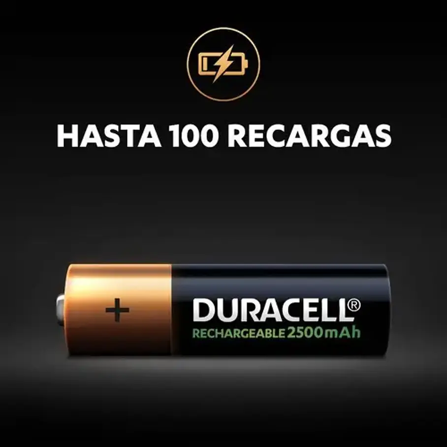 Pila Duracell Recargable Aa, (4 Pilas De 2500mah, Doble A). 3