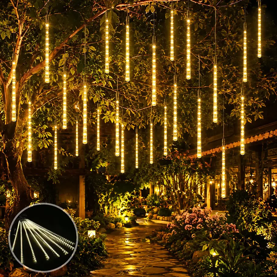Luces Meteorito 8 Tubos De Luces LED Navideñas Navidad Decoracion 50 CM Electrico Corriente 288 Led RGB/Blanco/Azul/Calido  3