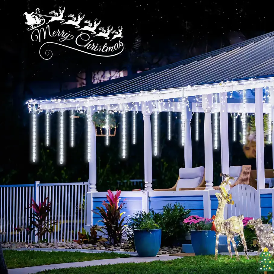 Luces Meteorito 8 Tubos De Luces LED Navideñas Navidad Decoracion 50 CM Electrico Corriente 288 Led RGB/Blanco/Azul/Calido  5