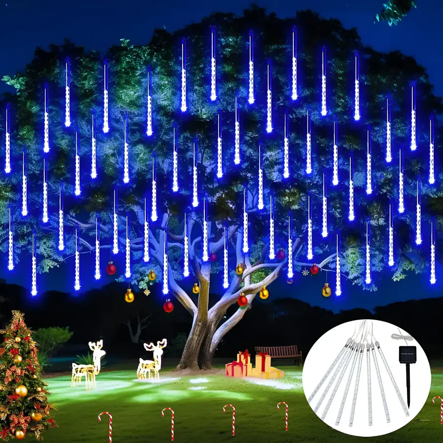 Luces Meteorito Solar Led 8 Tubos De Luces LED Navideñas Navidad Decoracion 50 CM Solar 288 Led RGB/Blanco/Azul/Calido 2