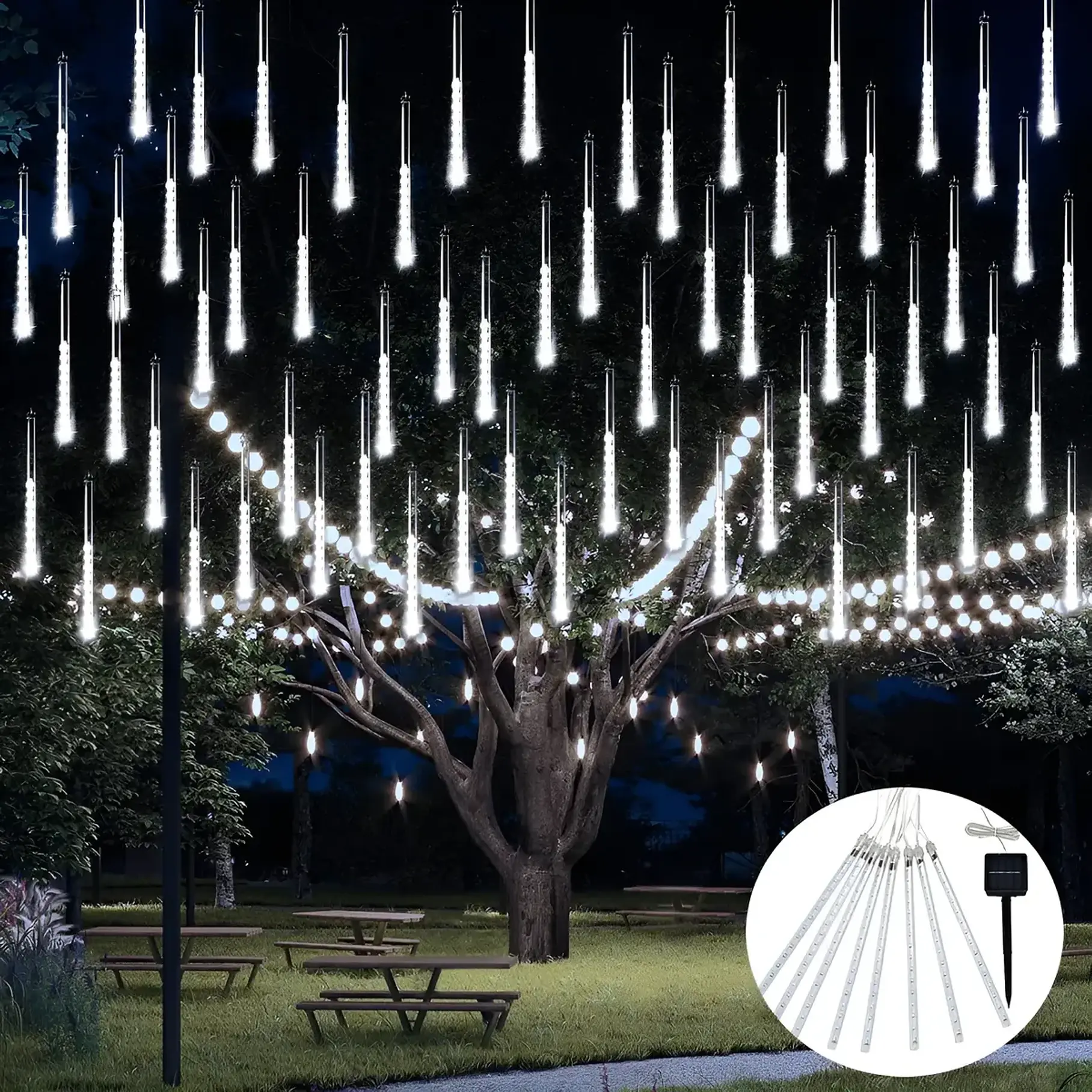 Luces Meteorito Solar Led 8 Tubos De Luces LED Navideñas Navidad Decoracion 50 CM Solar 288 Led RGB/Blanco/Azul/Calido 5