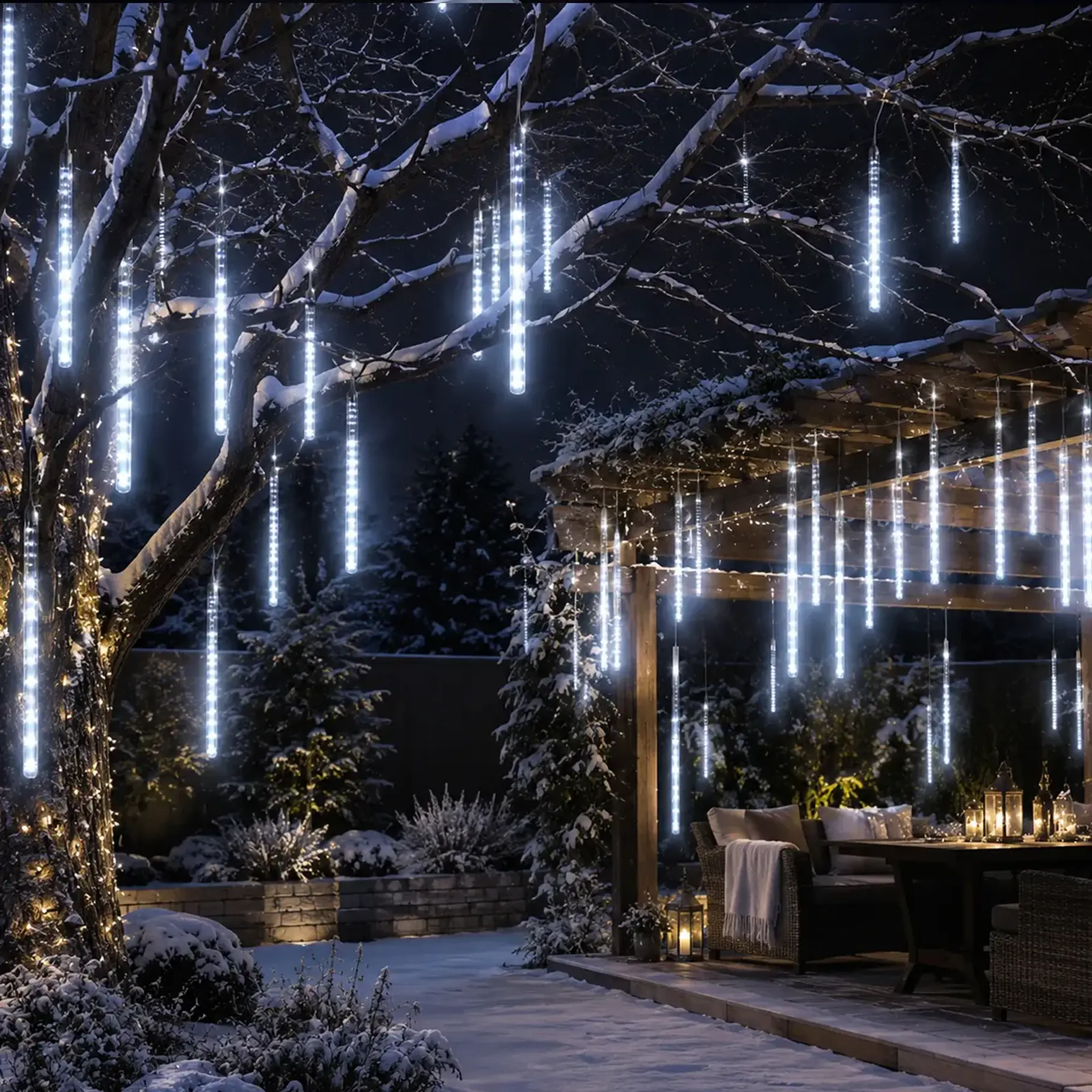 Luces Meteorito Solar Led 8 Tubos De Luces LED Navideñas Navidad Decoracion 50 CM Solar 288 Led RGB/Blanco/Azul/Calido 10