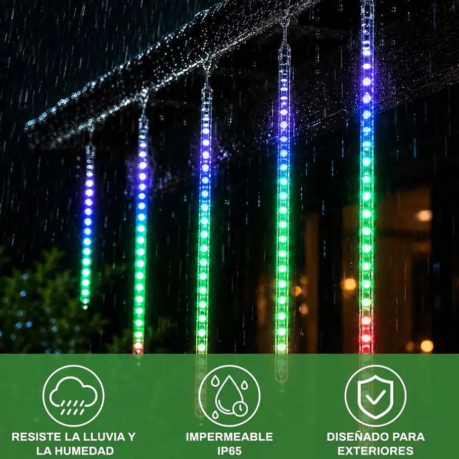 Luces Meteorito Solar Led 8 Tubos De Luces LED Navideñas Navidad Decoracion 50 CM Solar 288 Led RGB/Blanco/Azul/Calido 12
