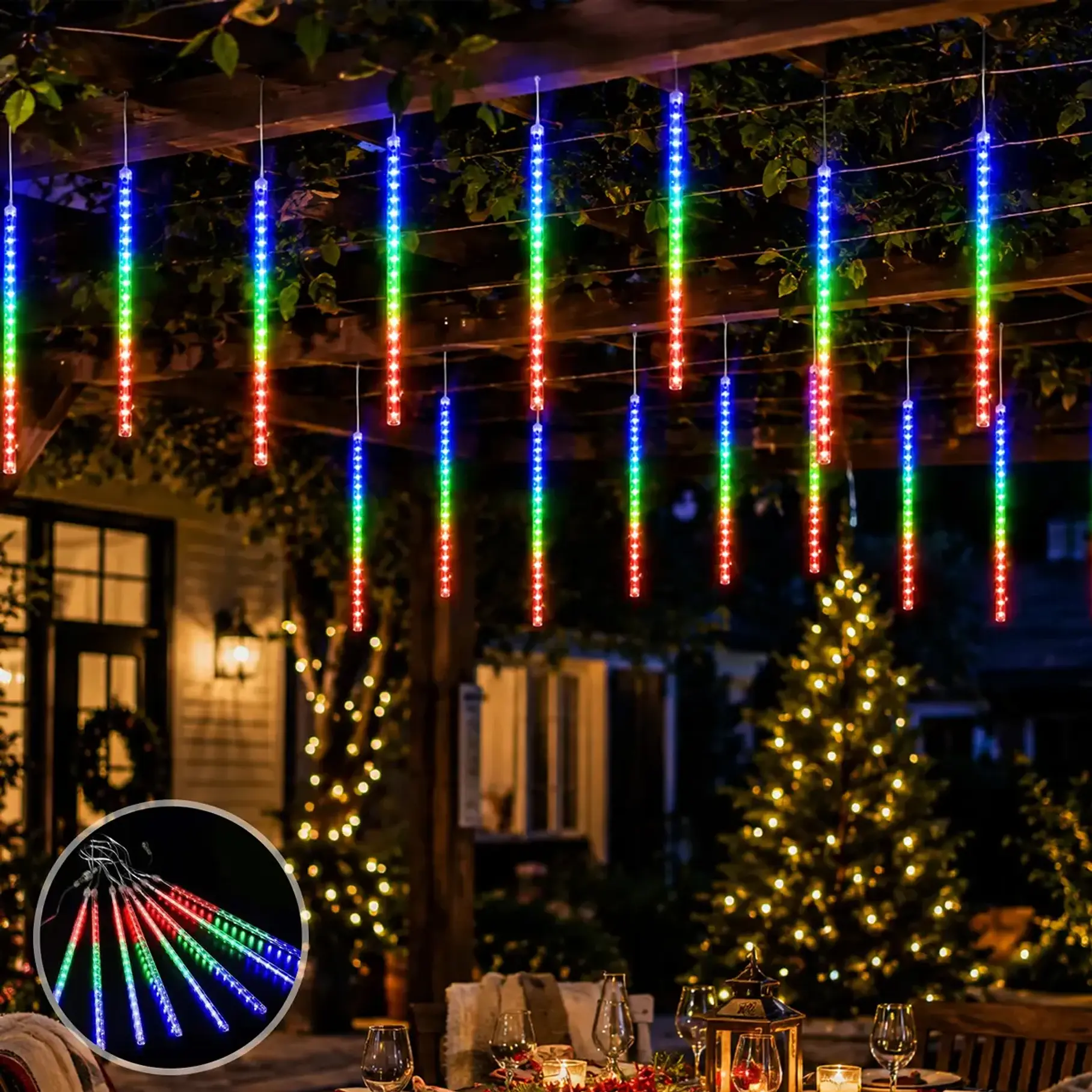 Luces Meteorito Solar Led 8 Tubos De Luces LED Navideñas Navidad Decoracion 50 CM Solar 288 Led RGB/Blanco/Azul/Calido 13