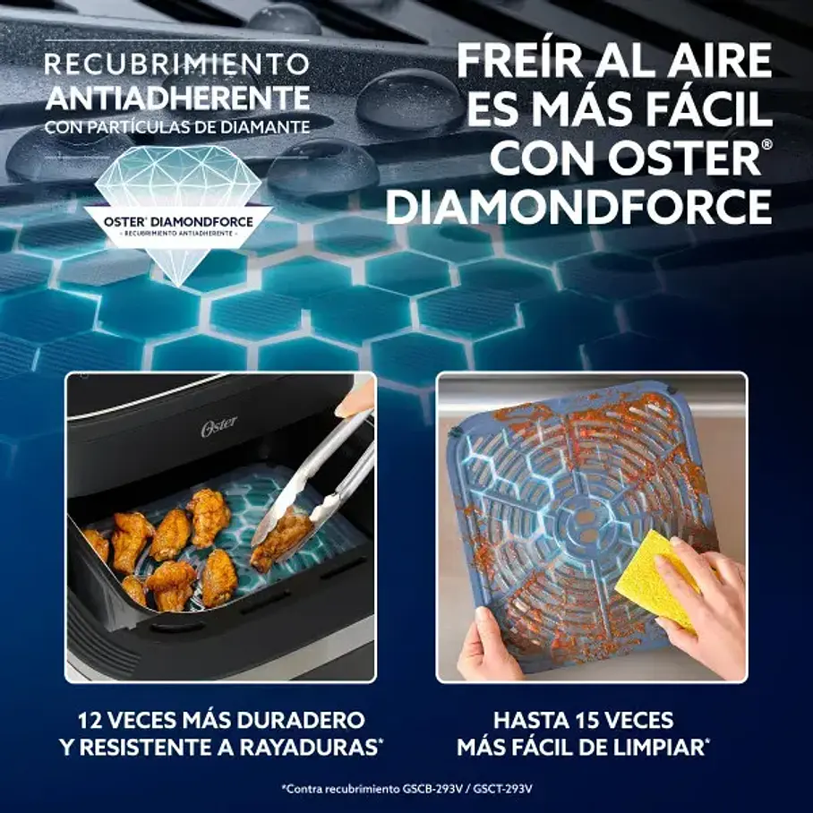 Freidora De Aire Oster Digital 10 L Con Ventana Negro Grande XL Pollo 8