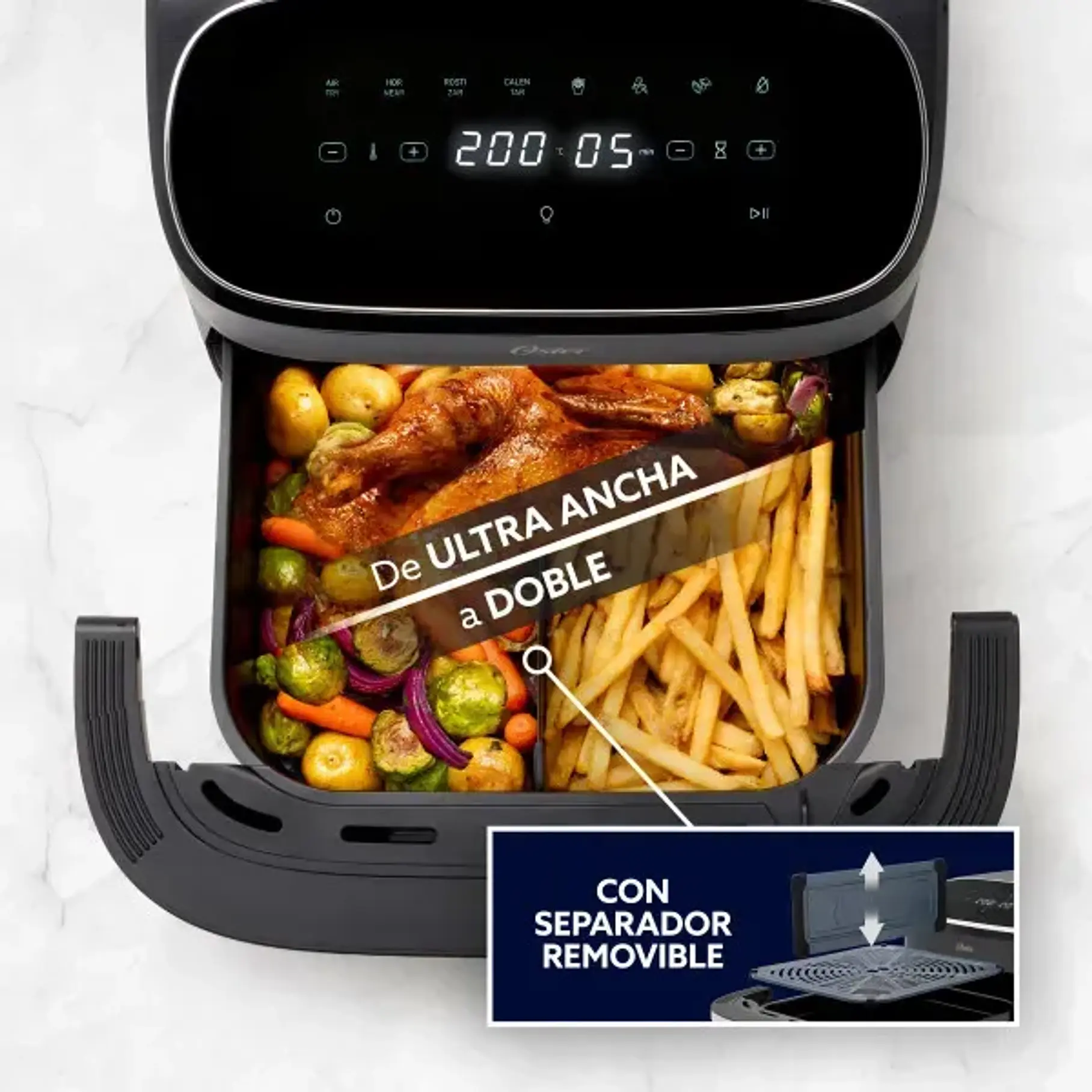 Freidora De Aire Oster Digital 10 L Con Ventana Negro Grande XL Pollo 3