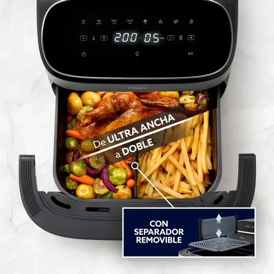 Freidora De Aire Oster Digital 10 L Con Ventana Negro Grande XL Pollo 3