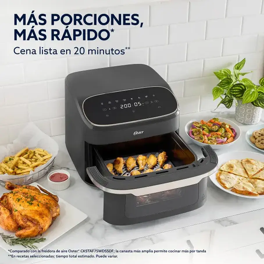 Freidora De Aire Oster Digital 10 L Con Ventana Negro Grande XL Pollo 4