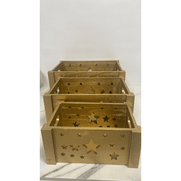 Set caixas de madeira estrelas - 1 unid