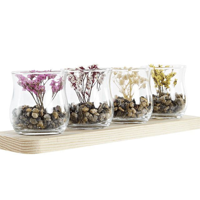 Decoração vasos com base madeira