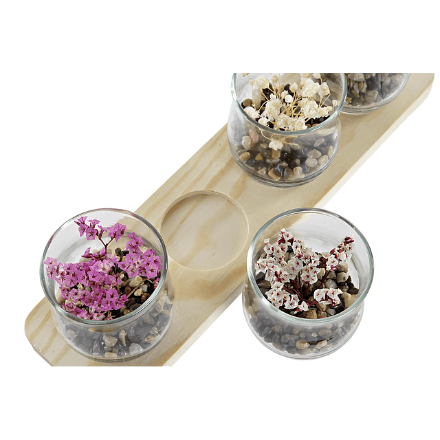 Decoração vasos com base madeira