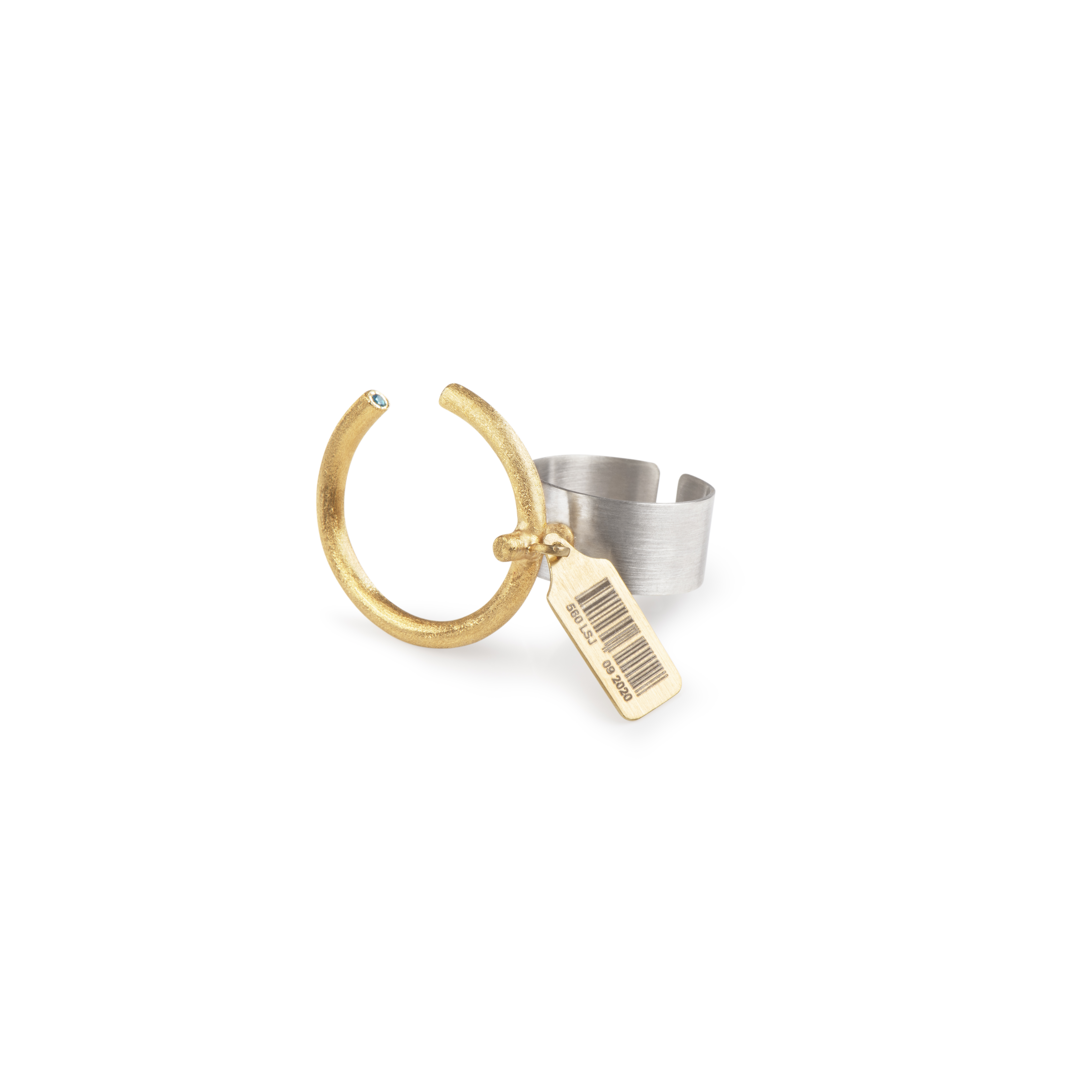  Circular Clothes Hanger Anel - Prata com plaqué de Ouro - Image 3