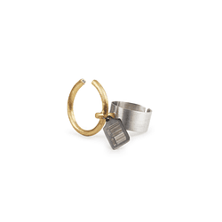 Circular Clothes Hanger Anel - Prata com plaqué de Ouro + Óxido