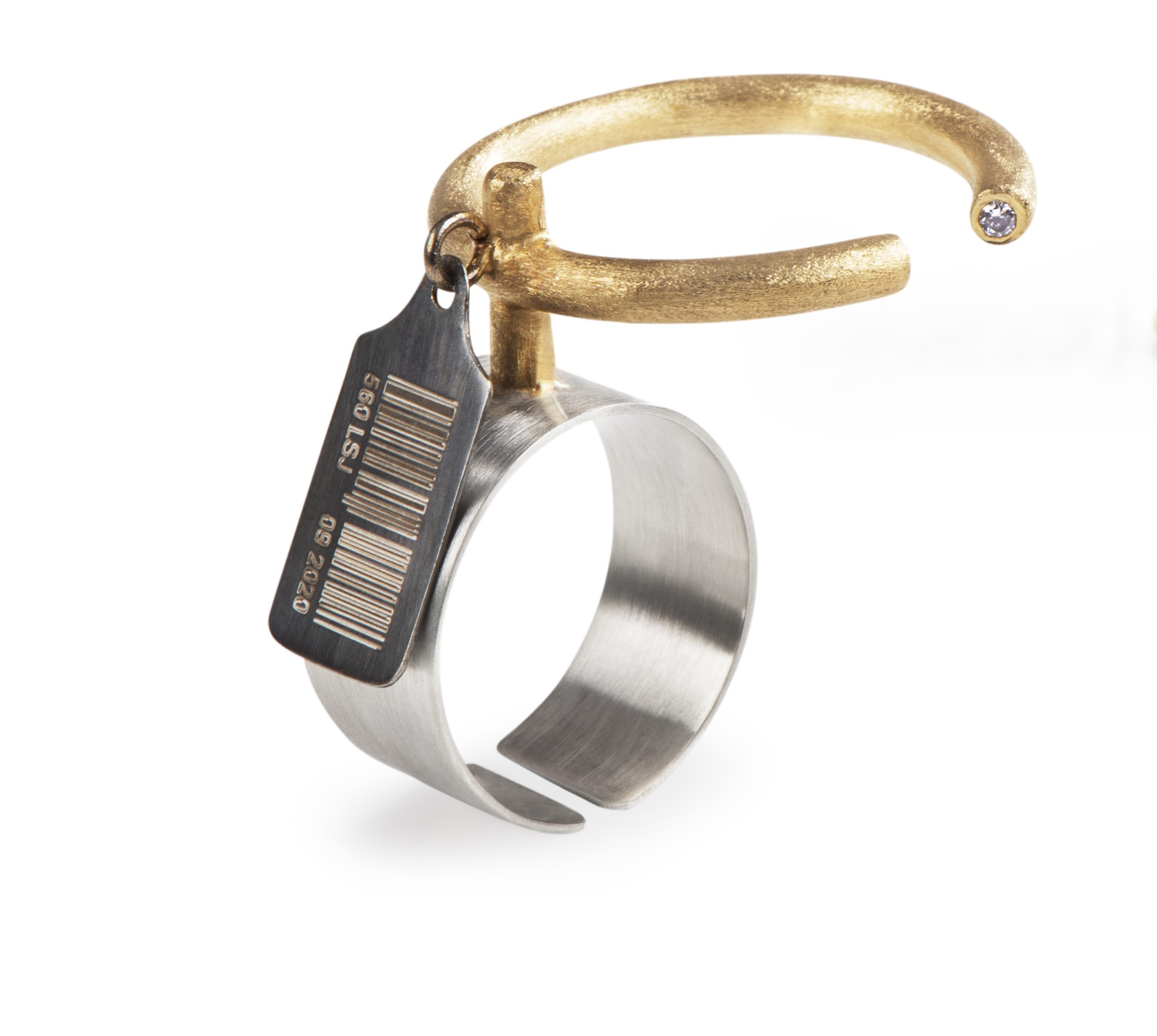 Circular Clothes Hanger Ring - Gold + Oxid  - Image 3