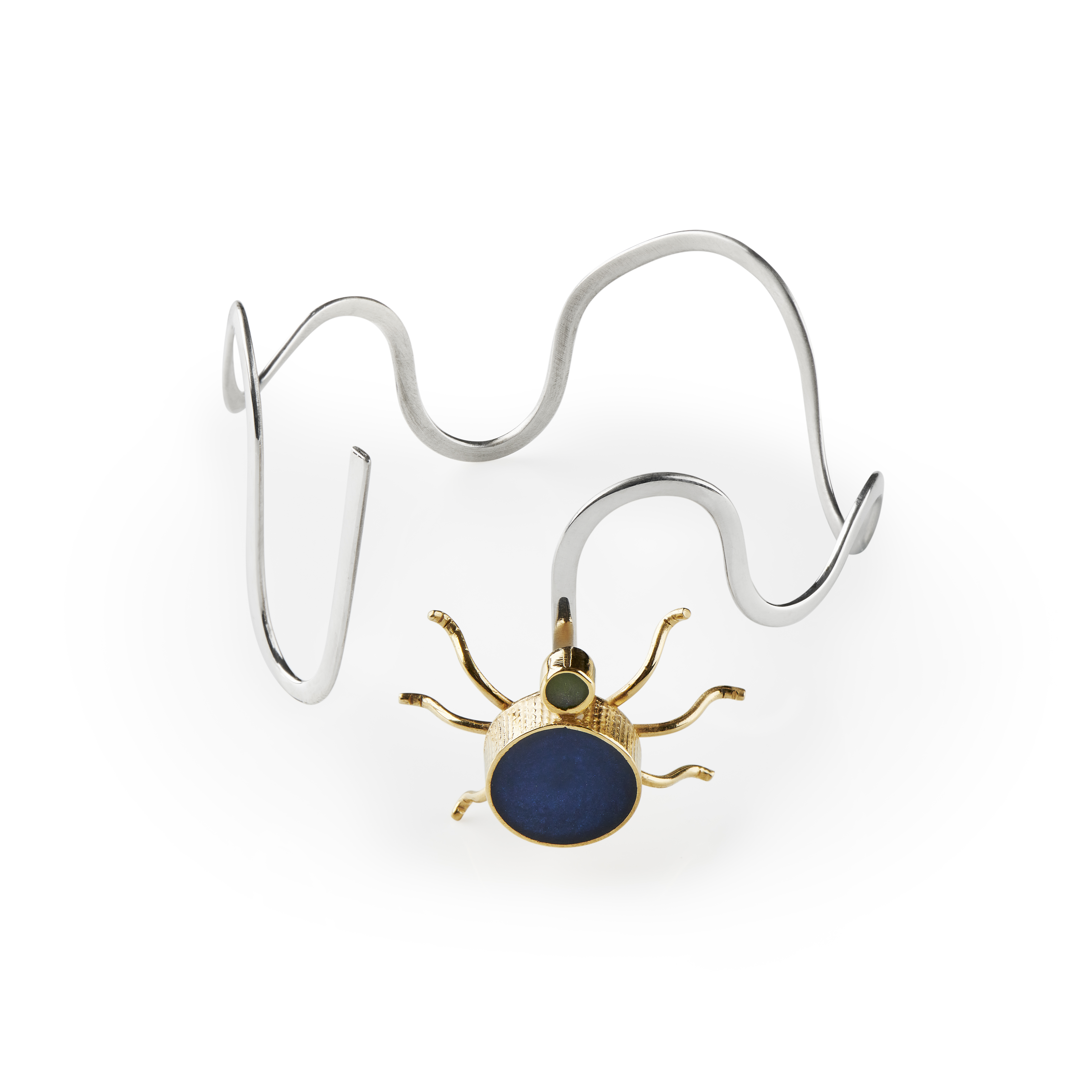 Bracelet Silver With Dark Blue Bug Gold Plated 1