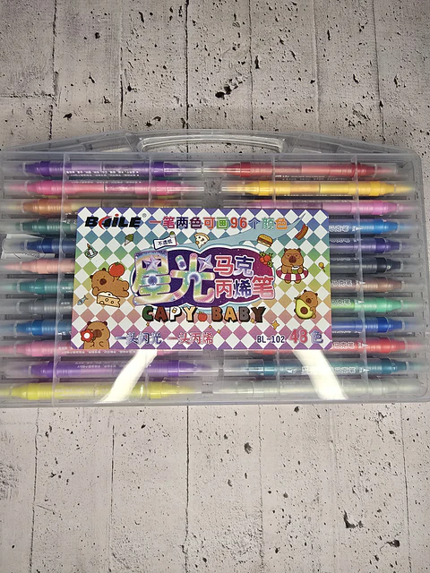 Lapiz doble punta Acrilico/glitter 48pcs
