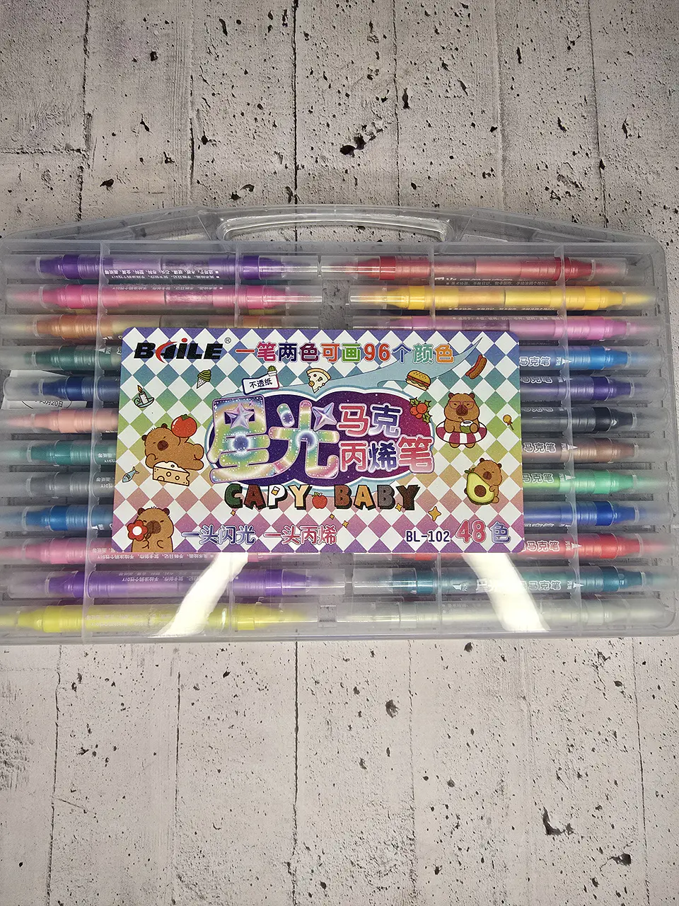 Lapiz doble punta Acrilico/glitter 48pcs 1