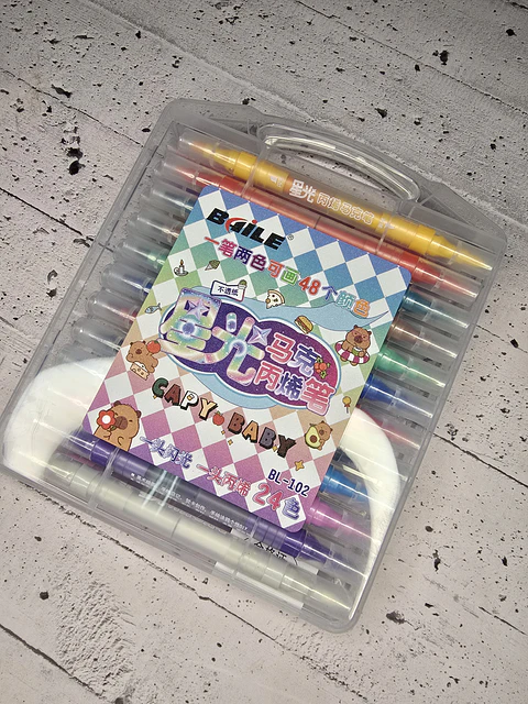 Lapiz doble punta Acrilico/glitter 24 pcs