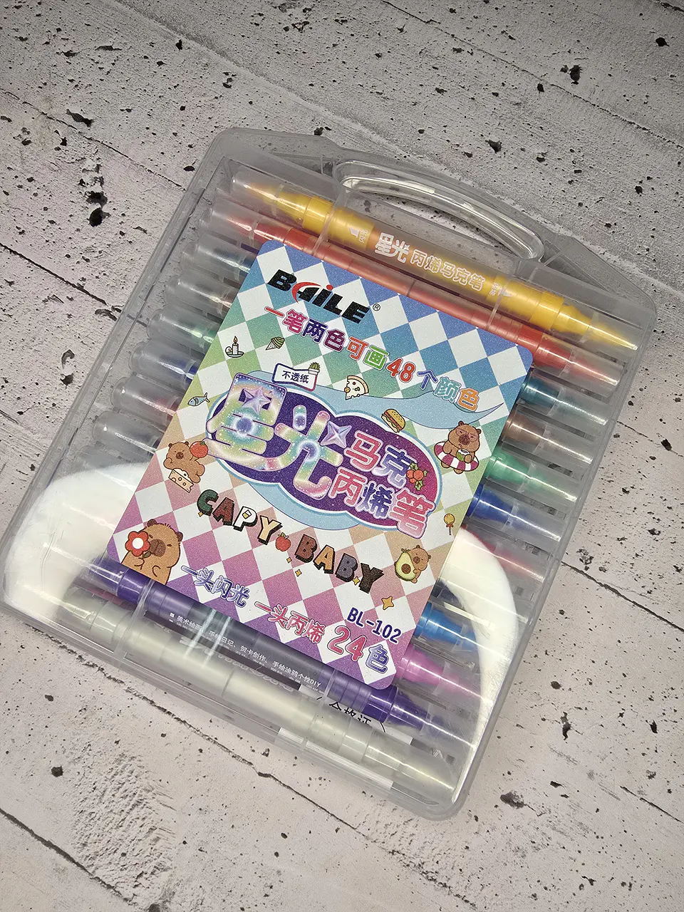 Lapiz doble punta Acrilico/glitter 24 pcs 1