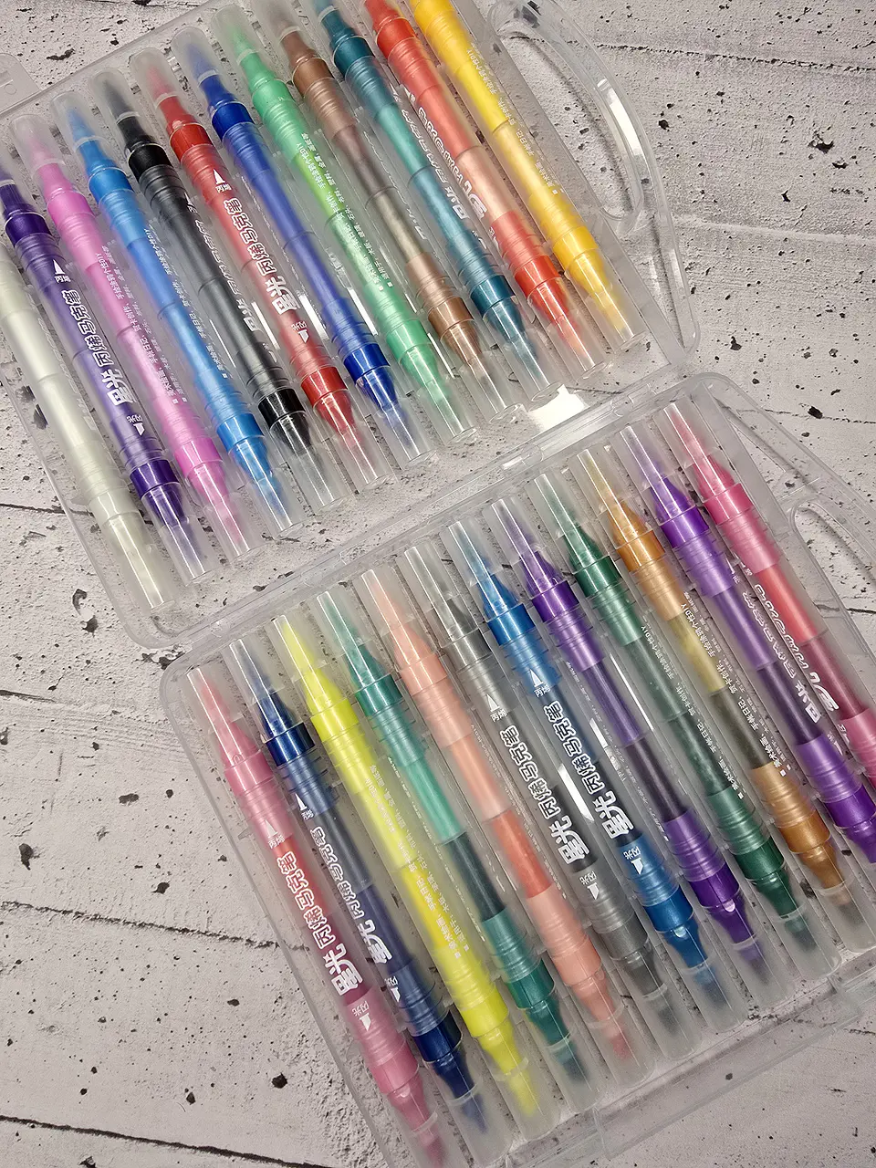 Lapiz doble punta Acrilico/glitter 24 pcs 2