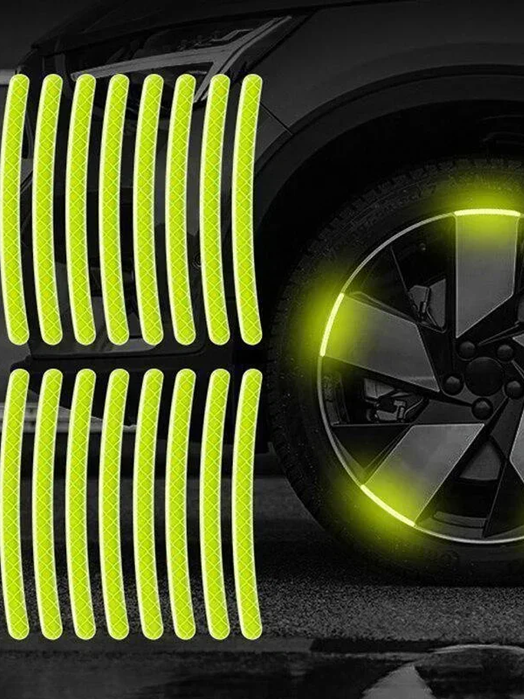 20Pcs/set Colorful Car Motorcycle Wheel Hub Reflective Strips Stickers Car Styling Decal Sticker Auto Moto Decor Decals 8