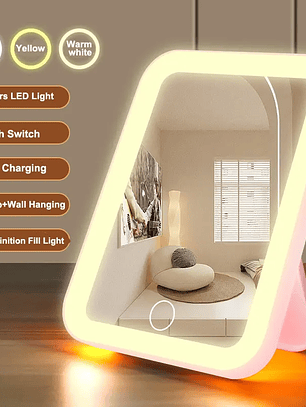 LED Vanity Mirror – portable, USB-rechargeable