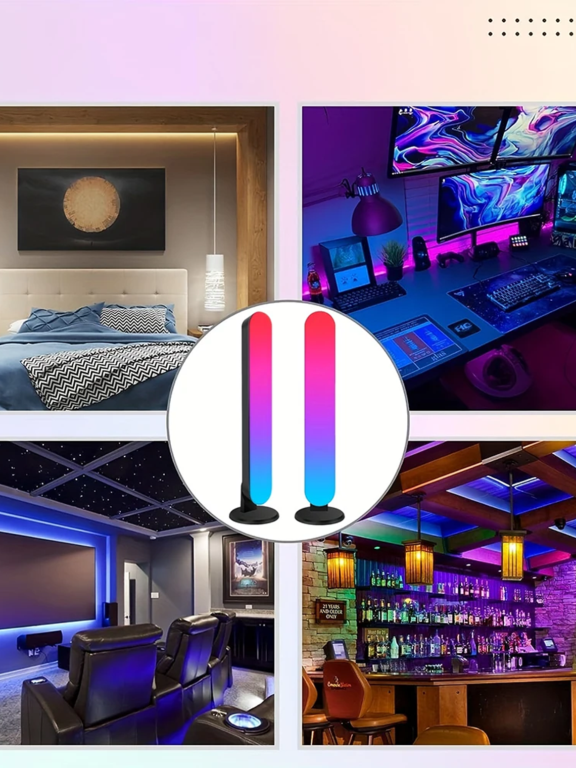 RGB Pickup Light Music Rhythm Lights Upgraded USB Rechargeable Model Christmas Decoration Desktop RGB Light Bar Music Rhythm 3