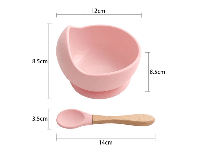 Bowl silicona ventosa + cuchara bambú 