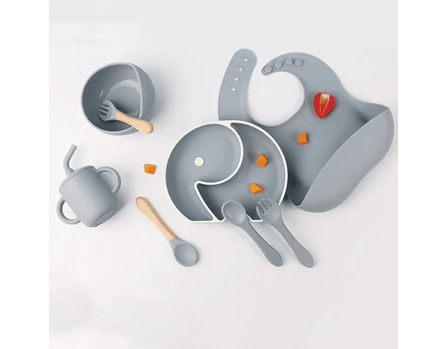 Set alimentación elefante silicona con vaso 