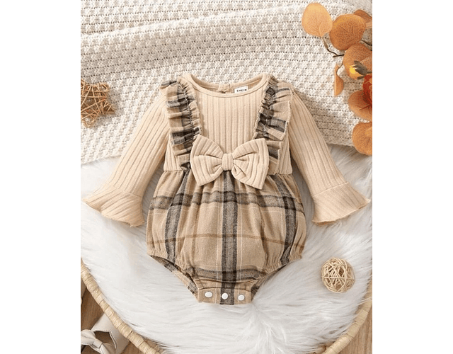 Enterito escocés beige y rojo 