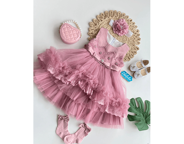 Vestido gala lujo Amelia palo de rosa 