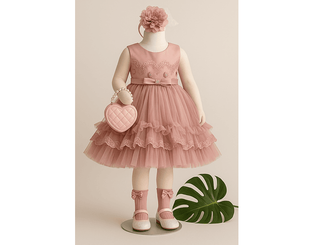 Vestido gala lujo Amelia palo de rosa 