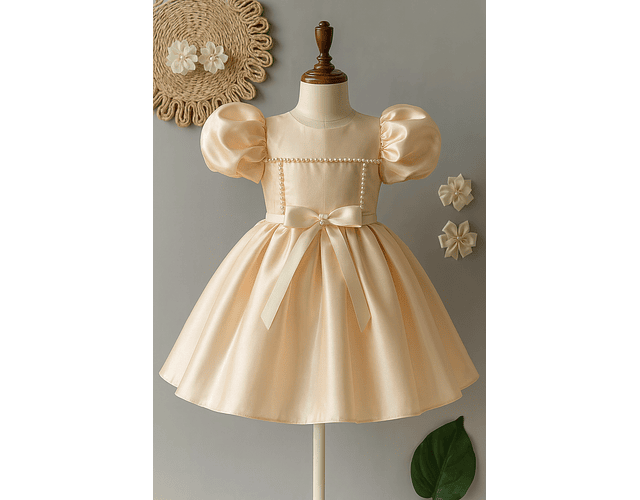 Vestido gala lujo Elizabeth crema 