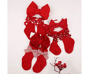 Pack calcetines + diadema rojos 