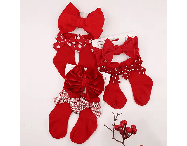 Pack calcetines + diadema rojos 