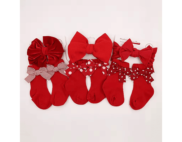 Pack calcetines + diadema rojos 