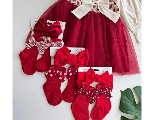 Pack calcetines + diadema rojos 