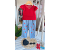 Conjunto Jean flare + polera cerezas