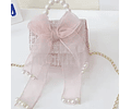 Cartera perlas lazo